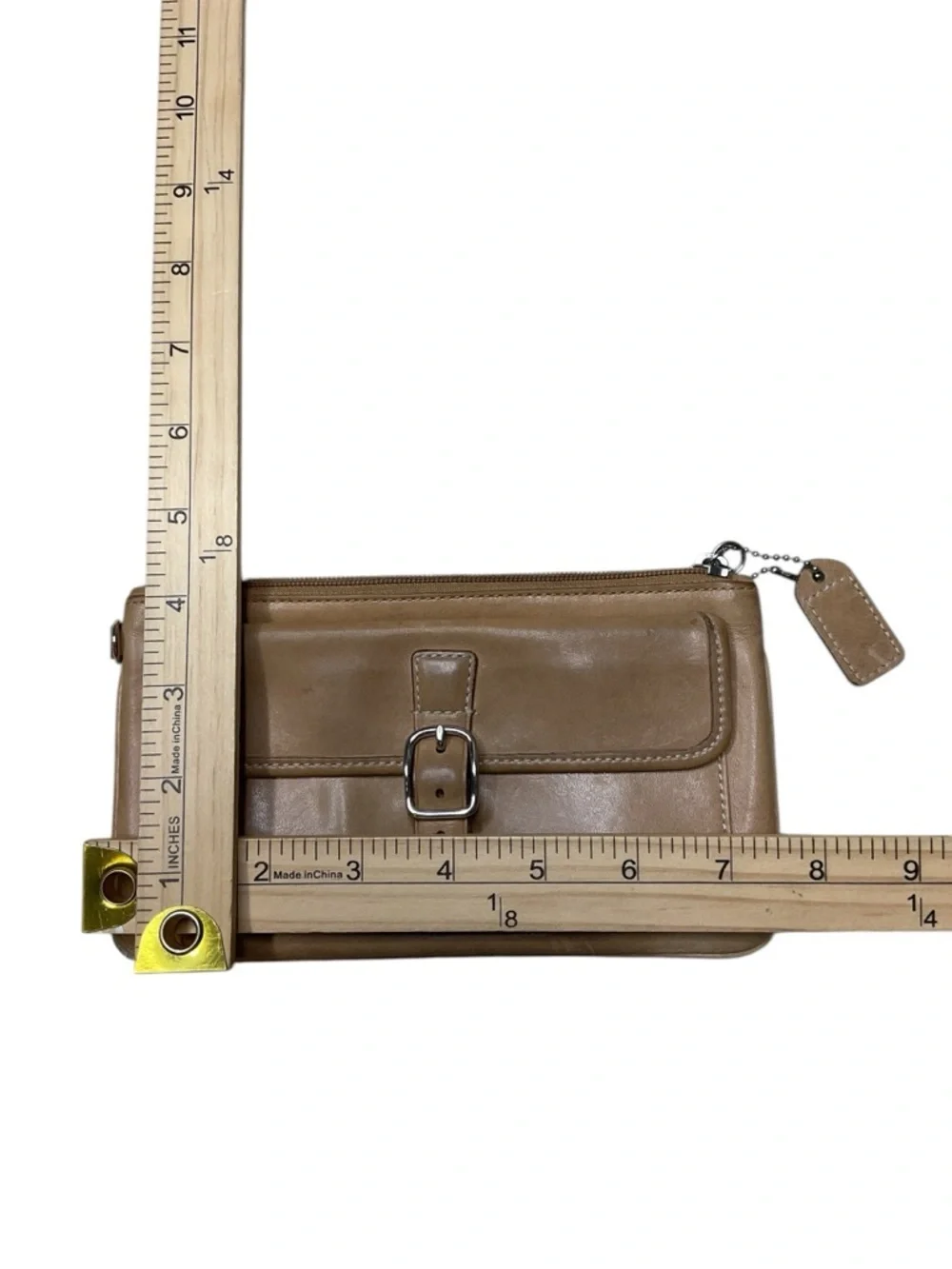 Coach Brown Leather Wristlet Clutch Wallet Small Zip Pouch
